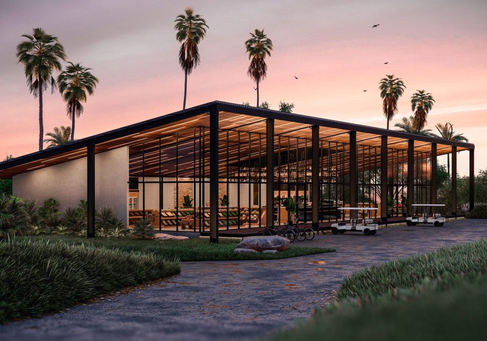 Farm Shop Exterior Sunset 1