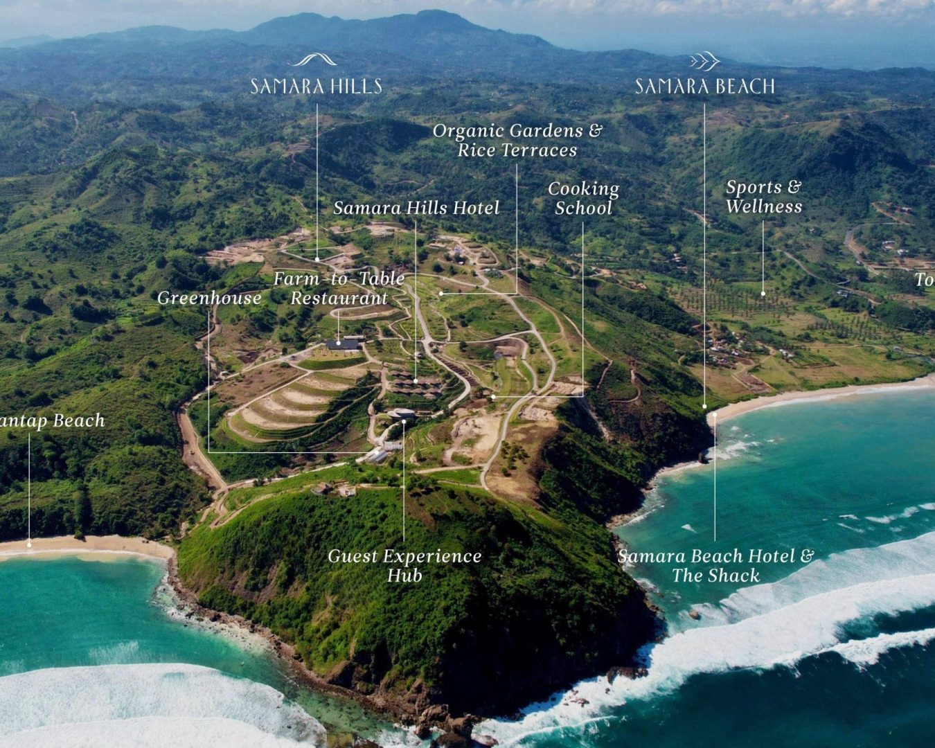 Samara Hills Samara Beach Labelled Aerial