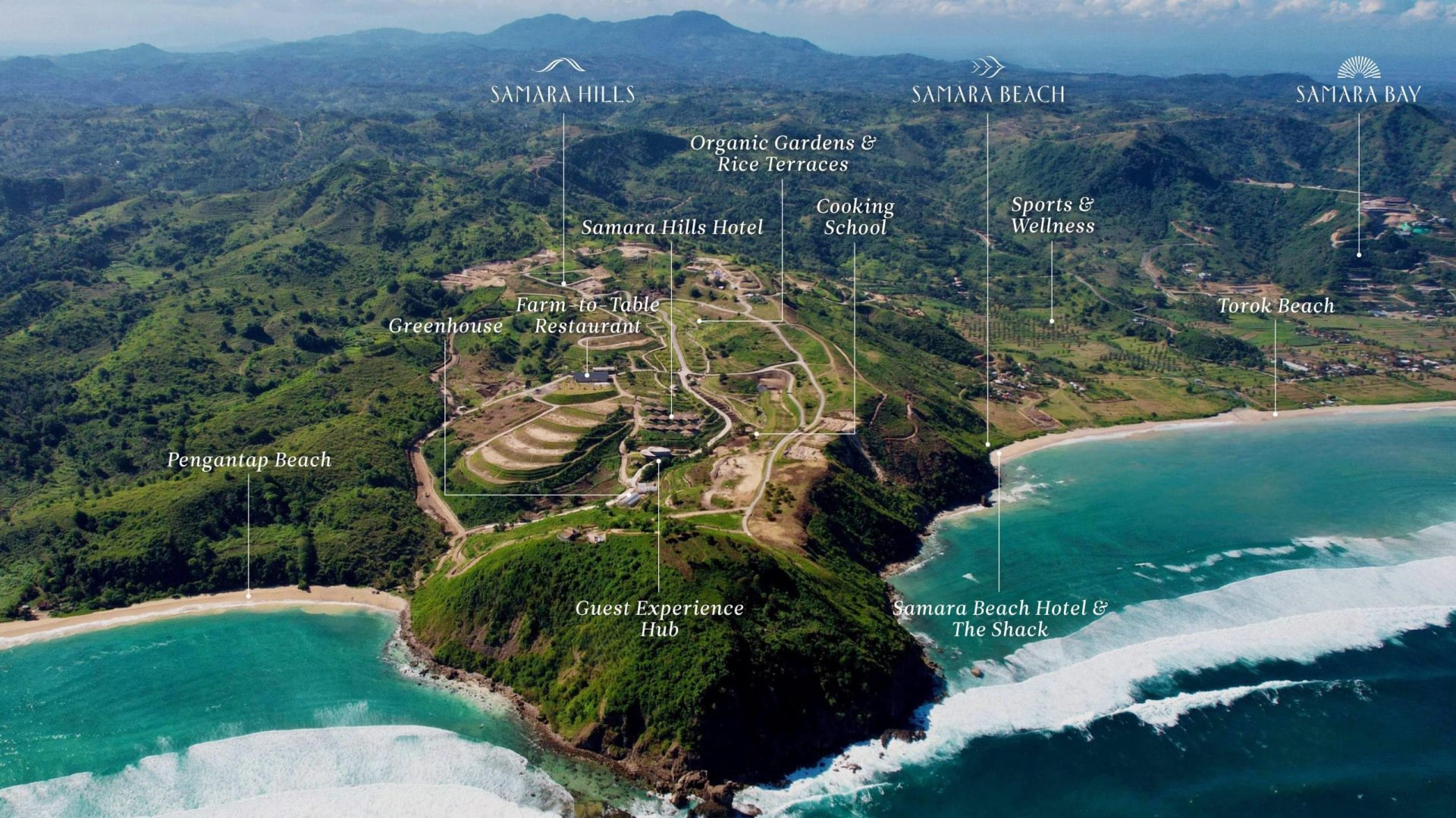 Samara Hills Samara Beach Labelled Aerial